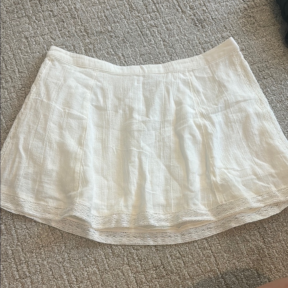 Free People White Pleated Skater Mini Skirt
